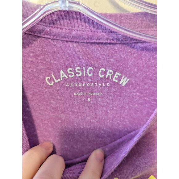 Vintage Y2K Aeropostale T Shirt Purple Embroidered AERO logo Short Sleeve Sz S - Picture 6 of 7
